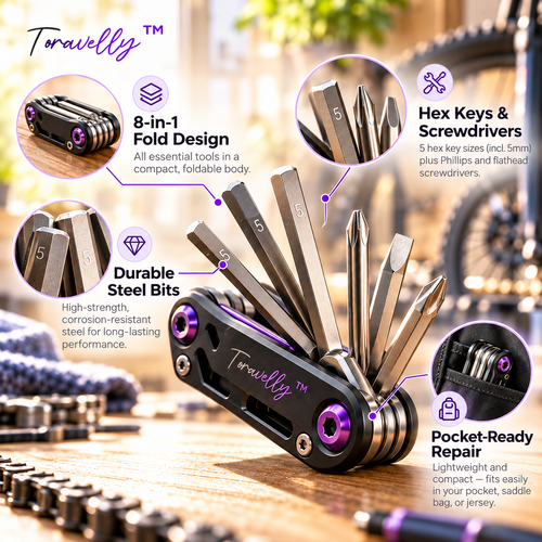 Toravelly™ Core Tool – Compact Bicycle Multi-Tool, Portable Bike Repair Tool with Hex Keys & Screwdrivers